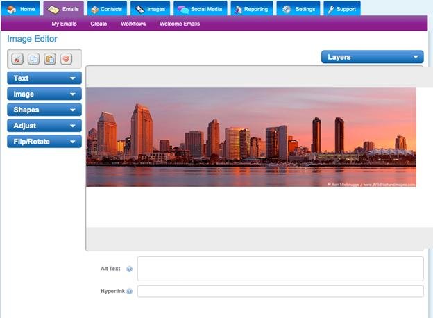 Edit images using email template designer screenshot  