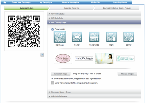 Create branded QR code screenshot